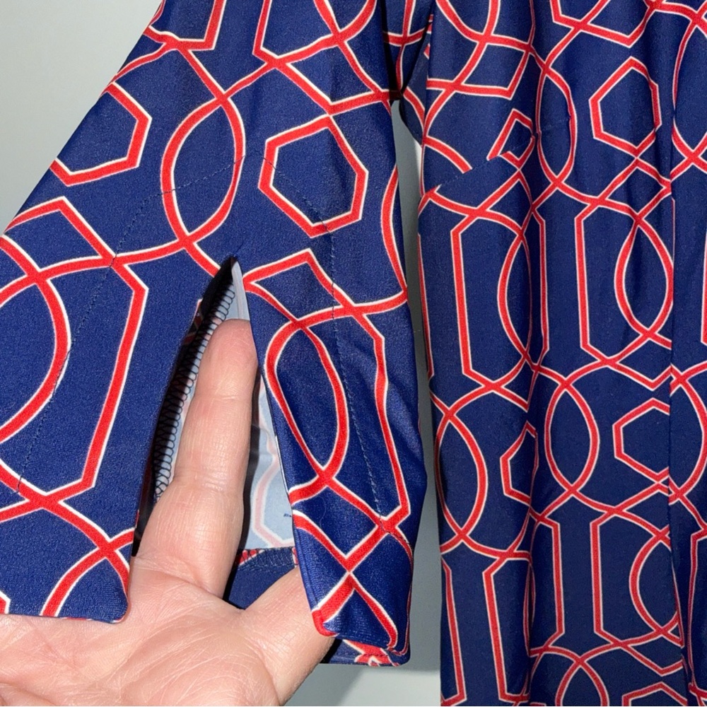 Jude Connally Navy, Pink & Red Geometric Midi Dress - Picture 3 of 6